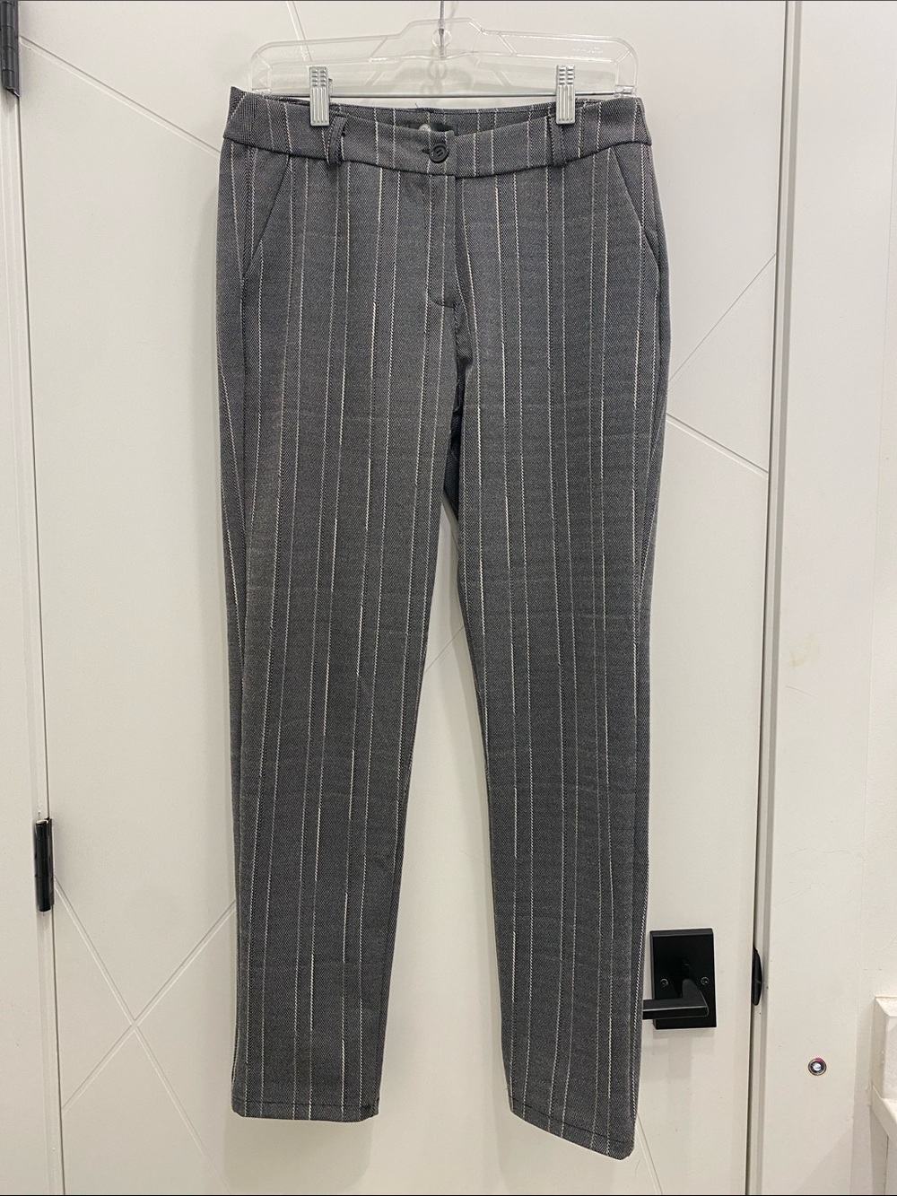 Made in Italy Trousers Houndstooth Striped Black & White